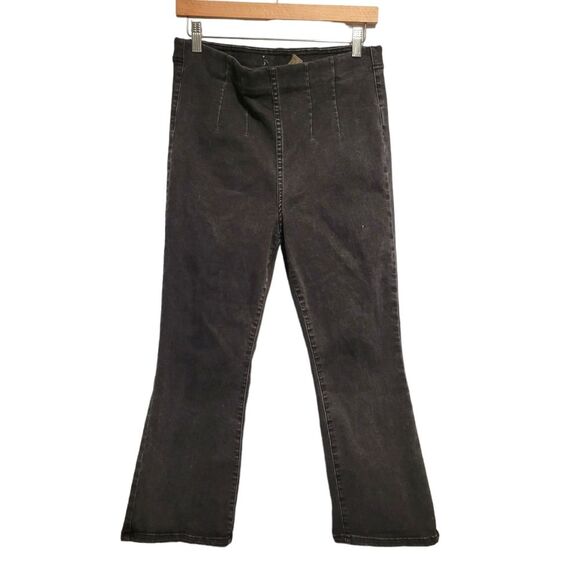 Free People Washed Black Pull On Flare Jeans Size 30 - Picture 1 of 8
